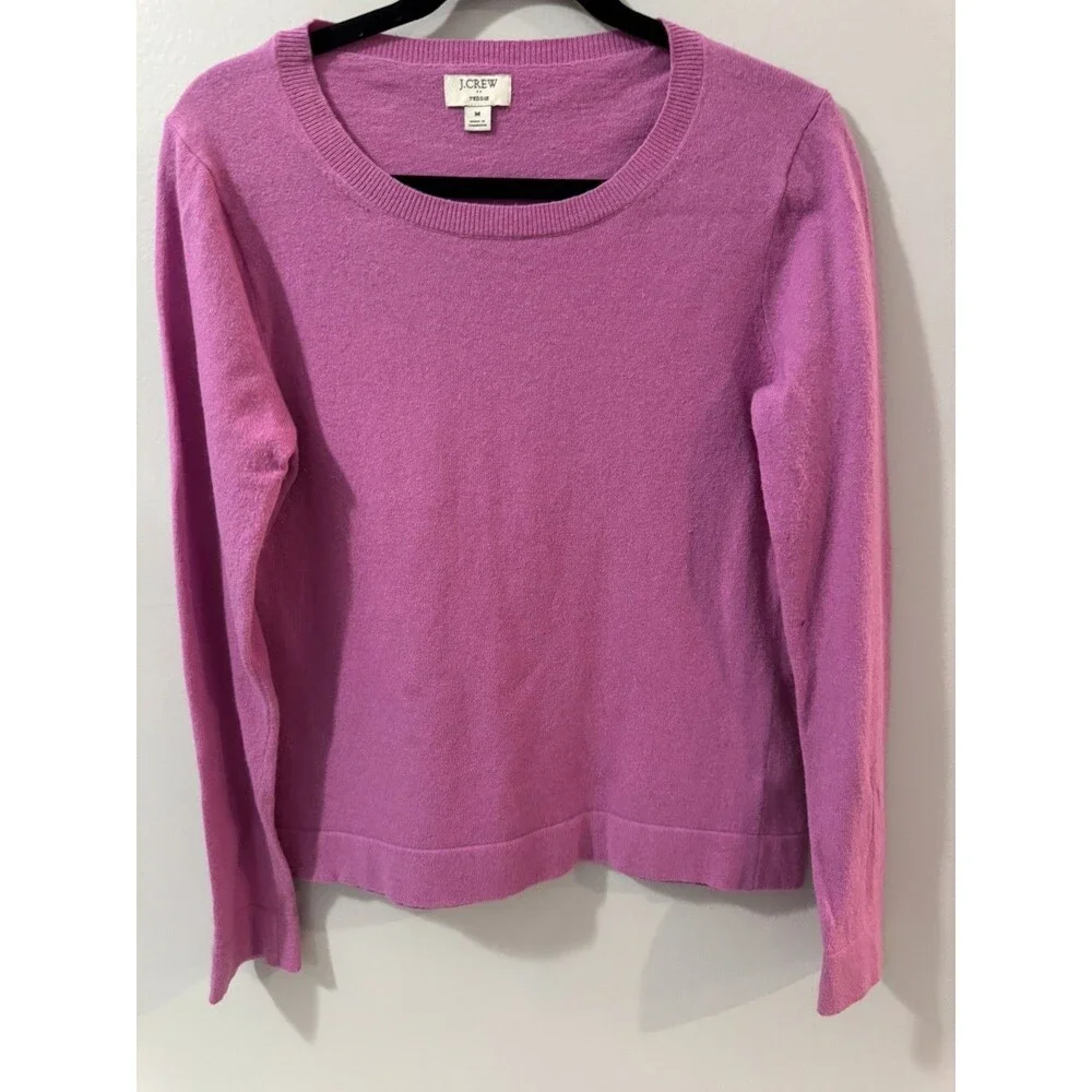 J.Crew Teddie Classic Crewneck Cotton and Wool Pullover Sweater Size Medium